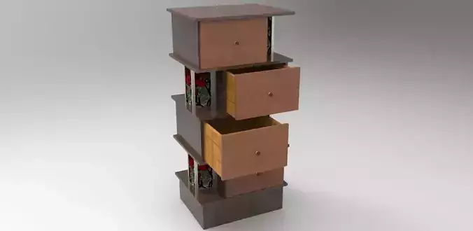 Dresser wooden bookcase with three drawers