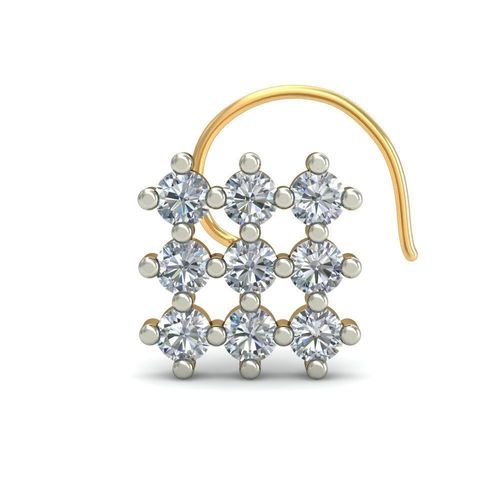 Square Shaped Nose Stud With Diamonds 3D print model