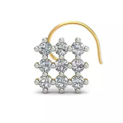 Square Shaped Nose Stud With Diamonds