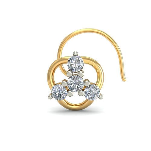 Triangle Shaped Nose Stud With Diamonds 3D print model