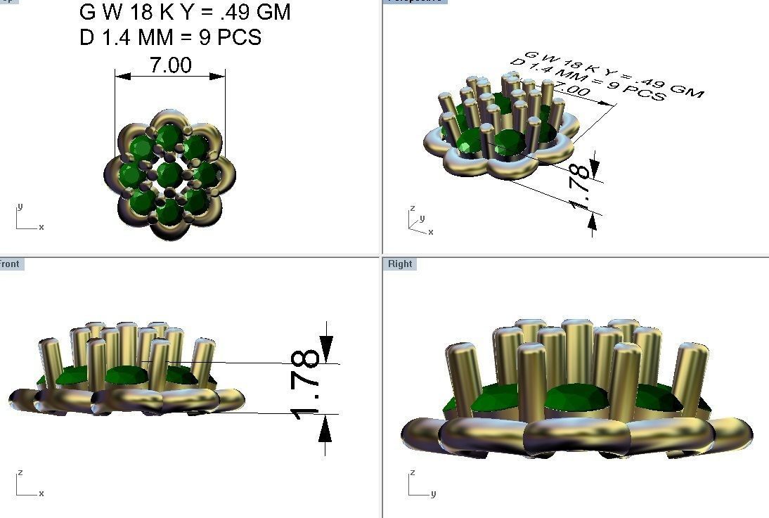 Flower Shaped Nose Stud With Diamonds 3D print model_4