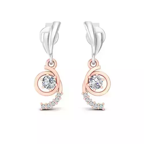 Spiral Drop Earrings With Diamonds