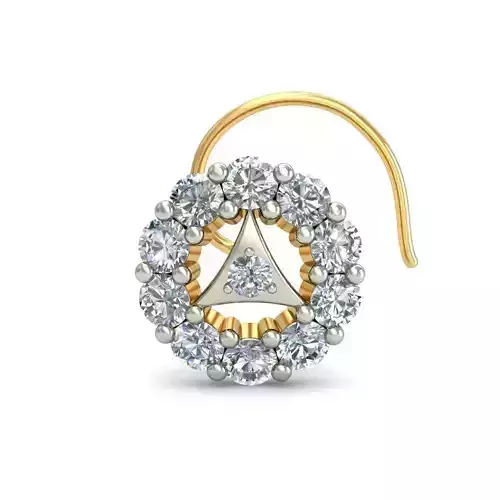 Round Shaped Nose Stud With Diamonds