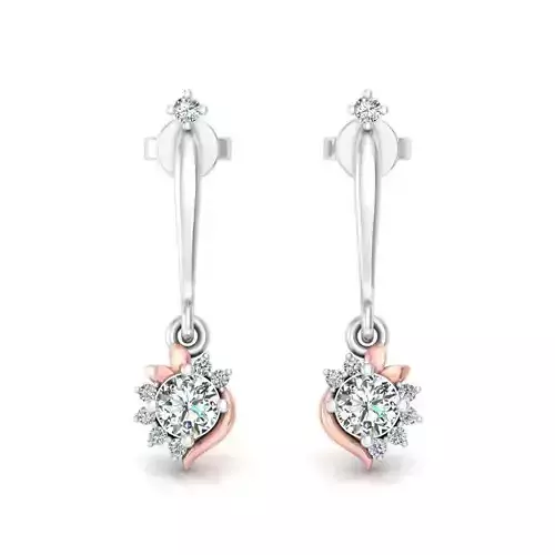 Flower Shaped Drop Earrings With Diamonds 29