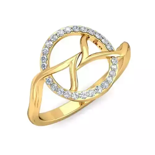 Round Shaped Gold Ring With Diamonds 51