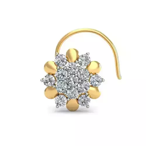 Flower Shaped Nose Stud With Diamonds 1