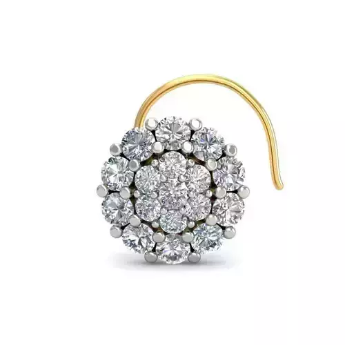 Flower Shaped Nose Stud With Diamonds 2
