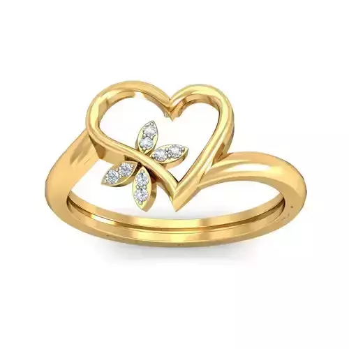 Heart Shaped Gold Ring With Diamonds 15