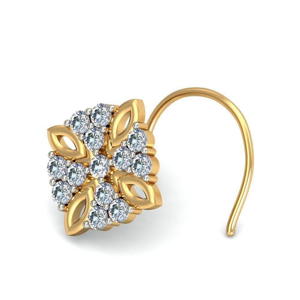 Flower Shaped Nose Stud With Diamonds 4 3D print model_2