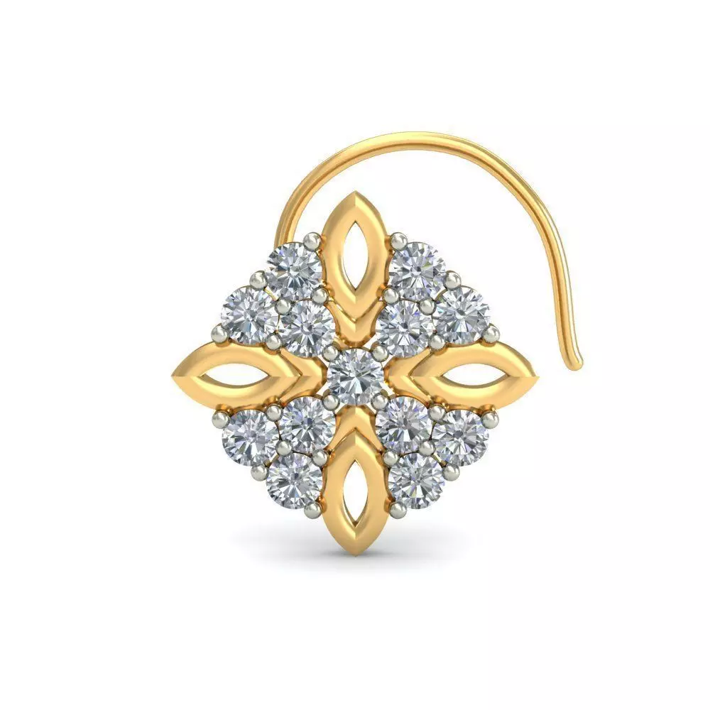 Flower Shaped Nose Stud With Diamonds 4 3D print model_0