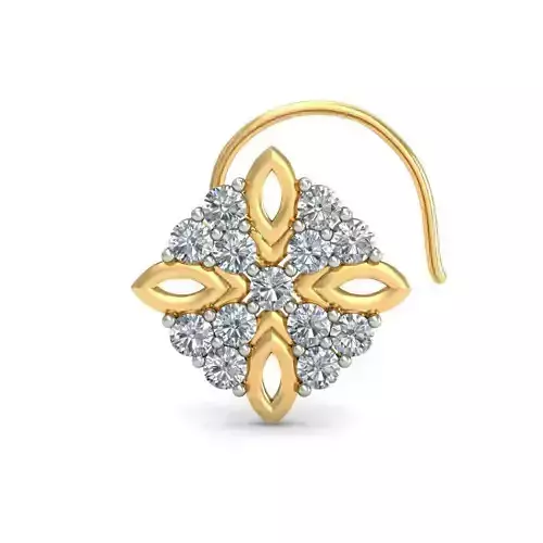Flower Shaped Nose Stud With Diamonds 4