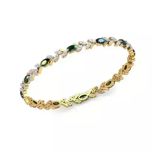 Floral Gold Eternity Ring With Emerald