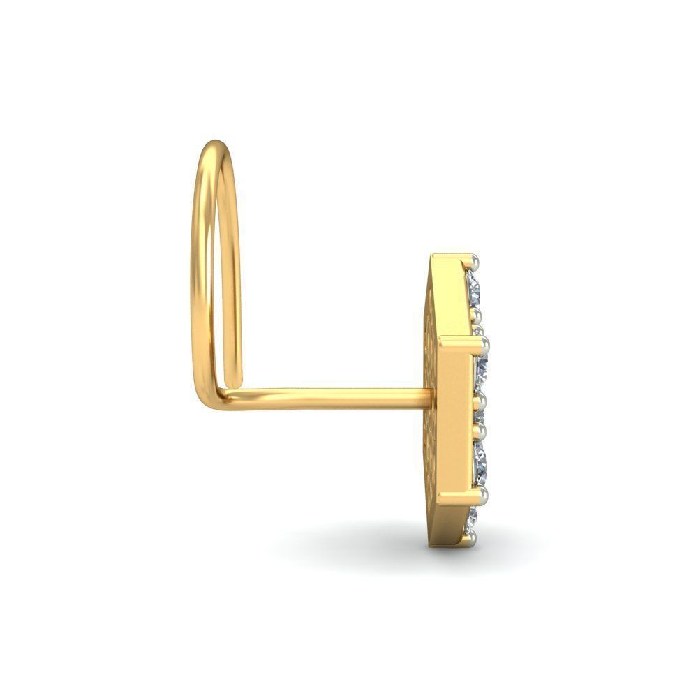 Hexagon Shaped Nose Stud With Diamonds 3D print model_1