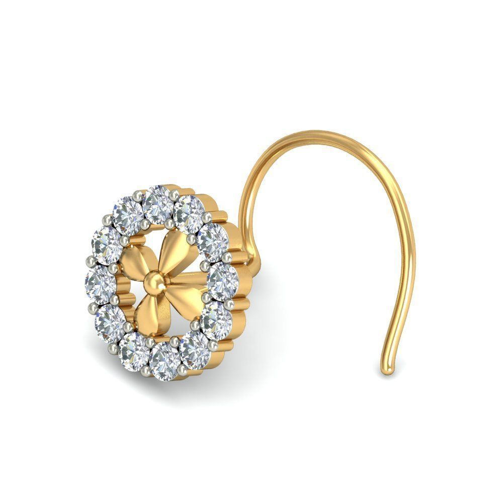 Flower Shaped Nose Stud With Diamonds 5 3D print model_2
