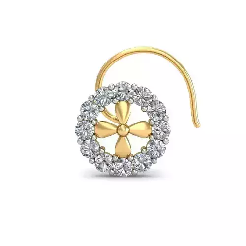 Flower Shaped Nose Stud With Diamonds 5