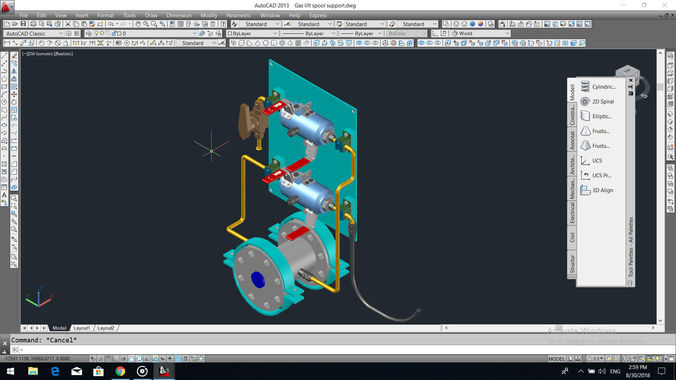 Gas lift spool support and Solenoid valve detail 3D model