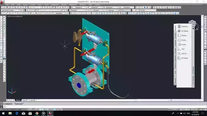 Gas lift spool support and Solenoid valve detail 3D model