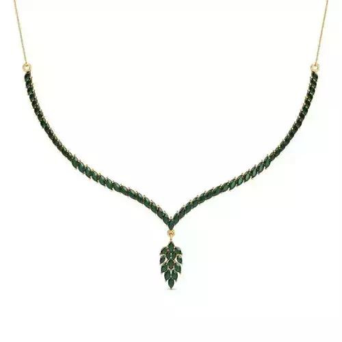 Leaf Shaped Necklace With Gemstones
