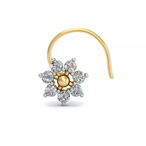 Flower Shaped Nose Stud With Diamonds 7