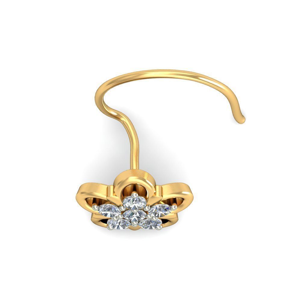 Flower Shaped Nose Stud With Diamonds 8 3D print model_3