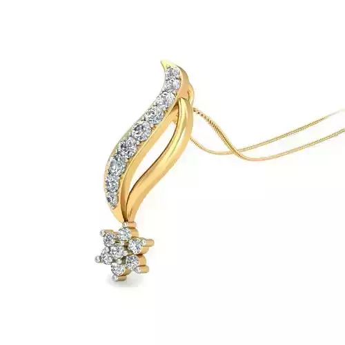 Floral Gold Pendant With Diamonds 9