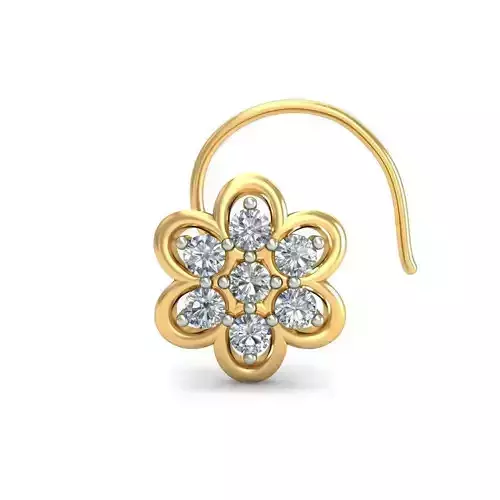 Flower Shaped Nose Stud With Diamonds 9