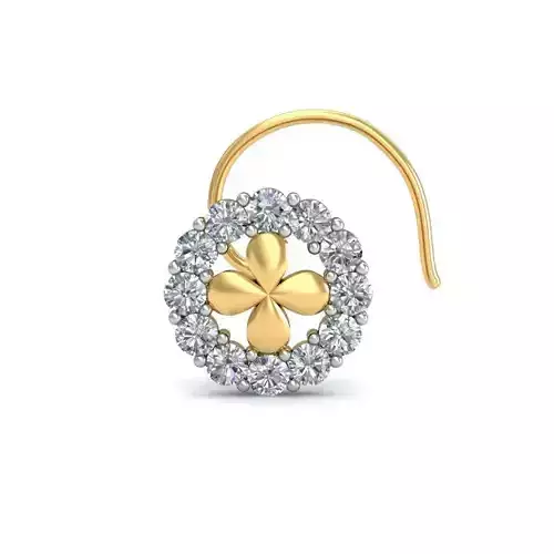 Flower Shaped Nose Stud With Diamonds 10