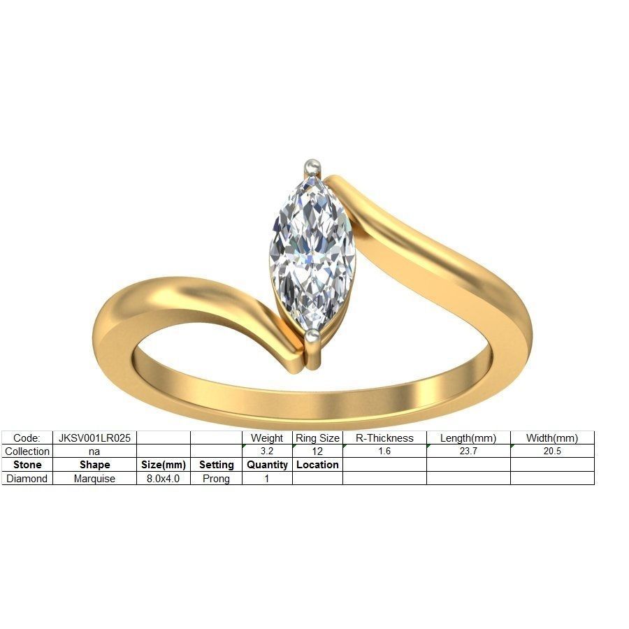 Marquise Shaped Spiral Ring With Diamonds 3D print model_2