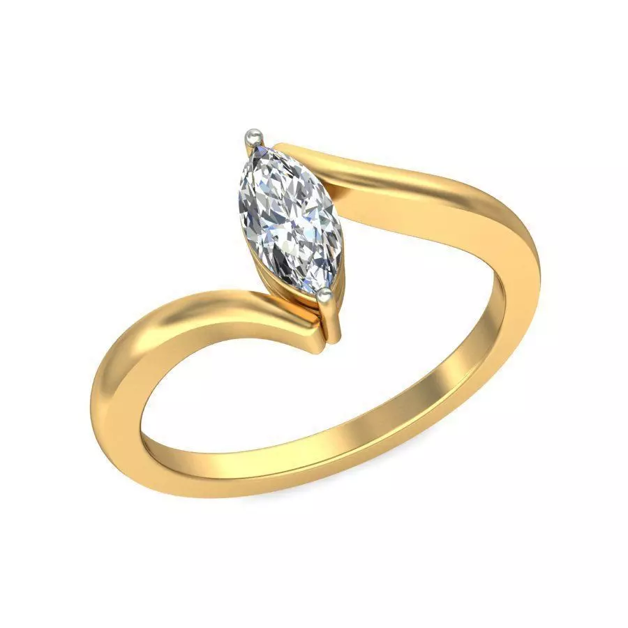 Marquise Shaped Spiral Ring With Diamonds 3D print model_0