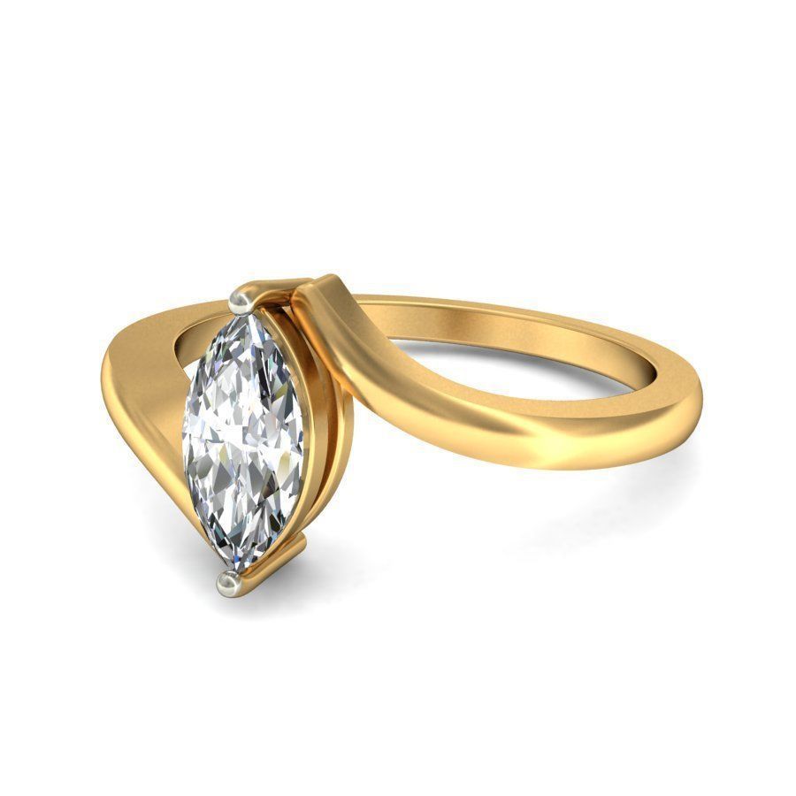 Marquise Shaped Spiral Ring With Diamonds 3D print model_5