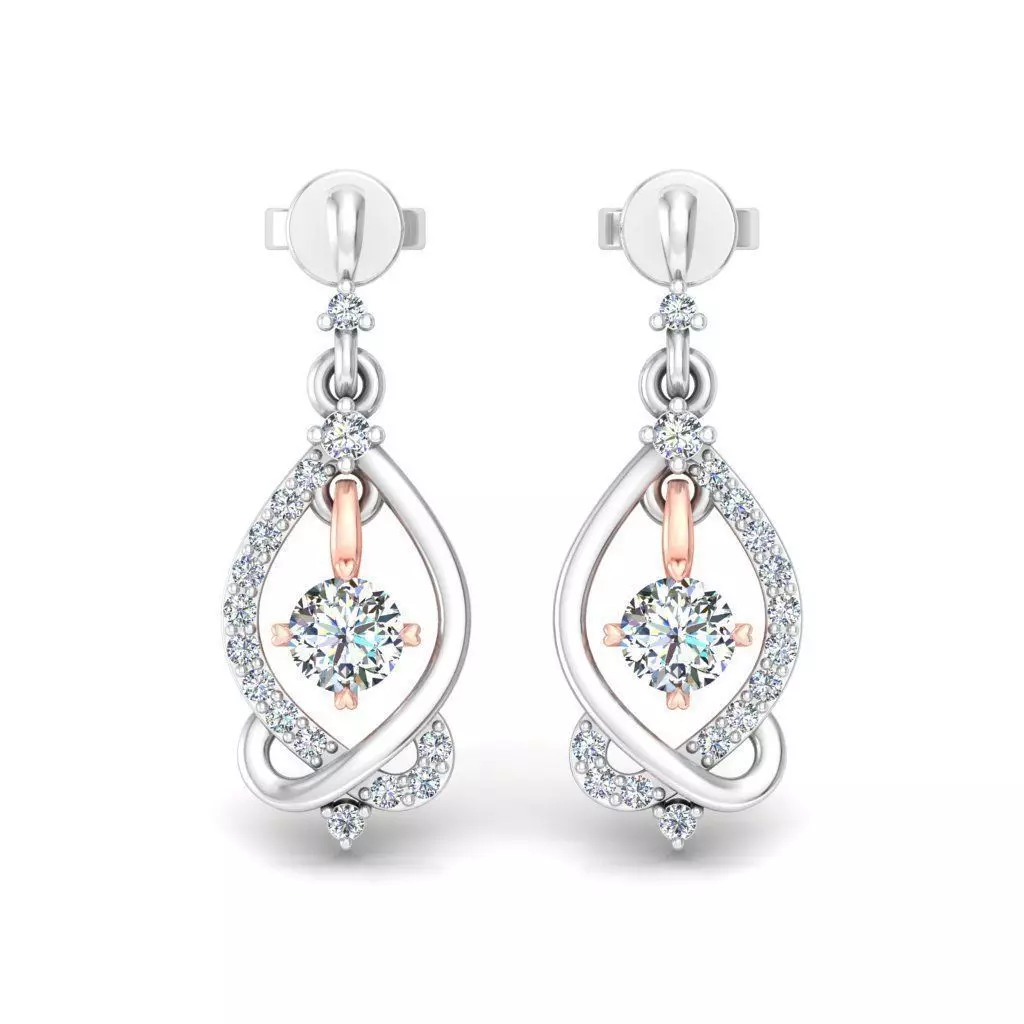 Marquise Shaped Drop Earrings With Diamonds 7 3D print model_0