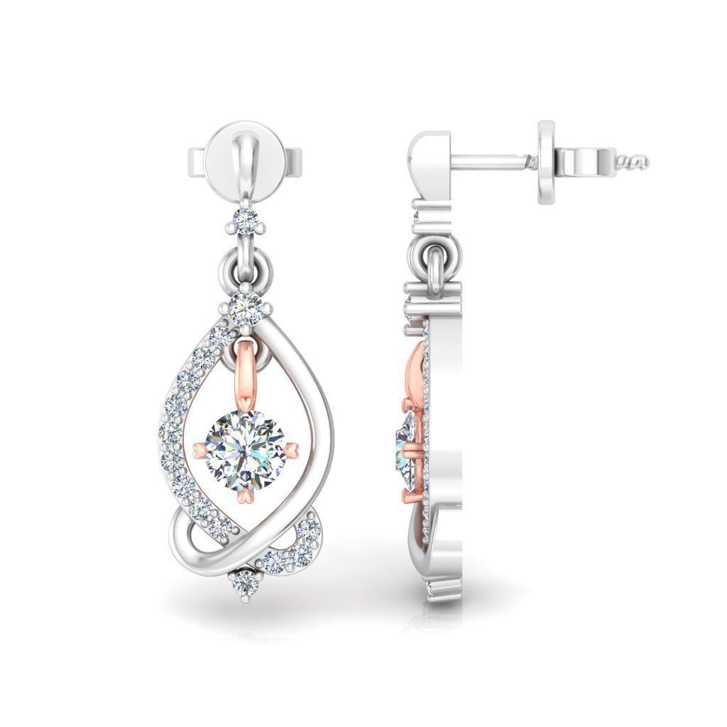 Marquise Shaped Drop Earrings With Diamonds 7 3D print model_2
