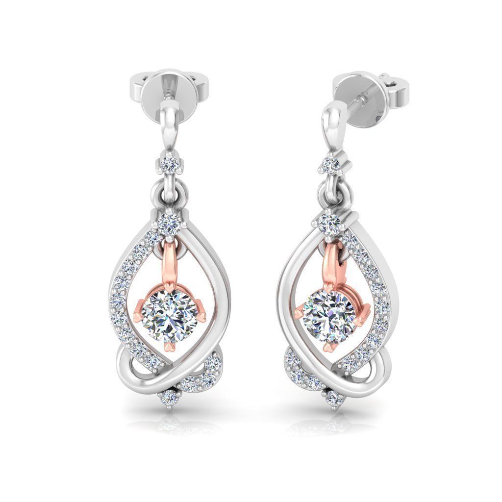 Marquise Shaped Drop Earrings With Diamonds 7 3D print model_1