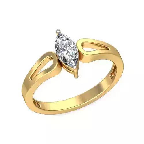 Marquise Shaped Loop Ring With Diamonds