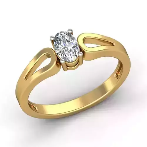 Oval Shaped Loop Ring With Diamonds