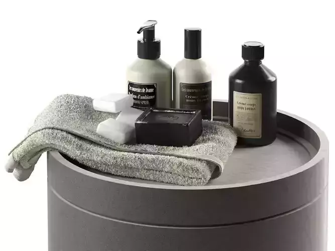 Body Care Products with Towel 3D model