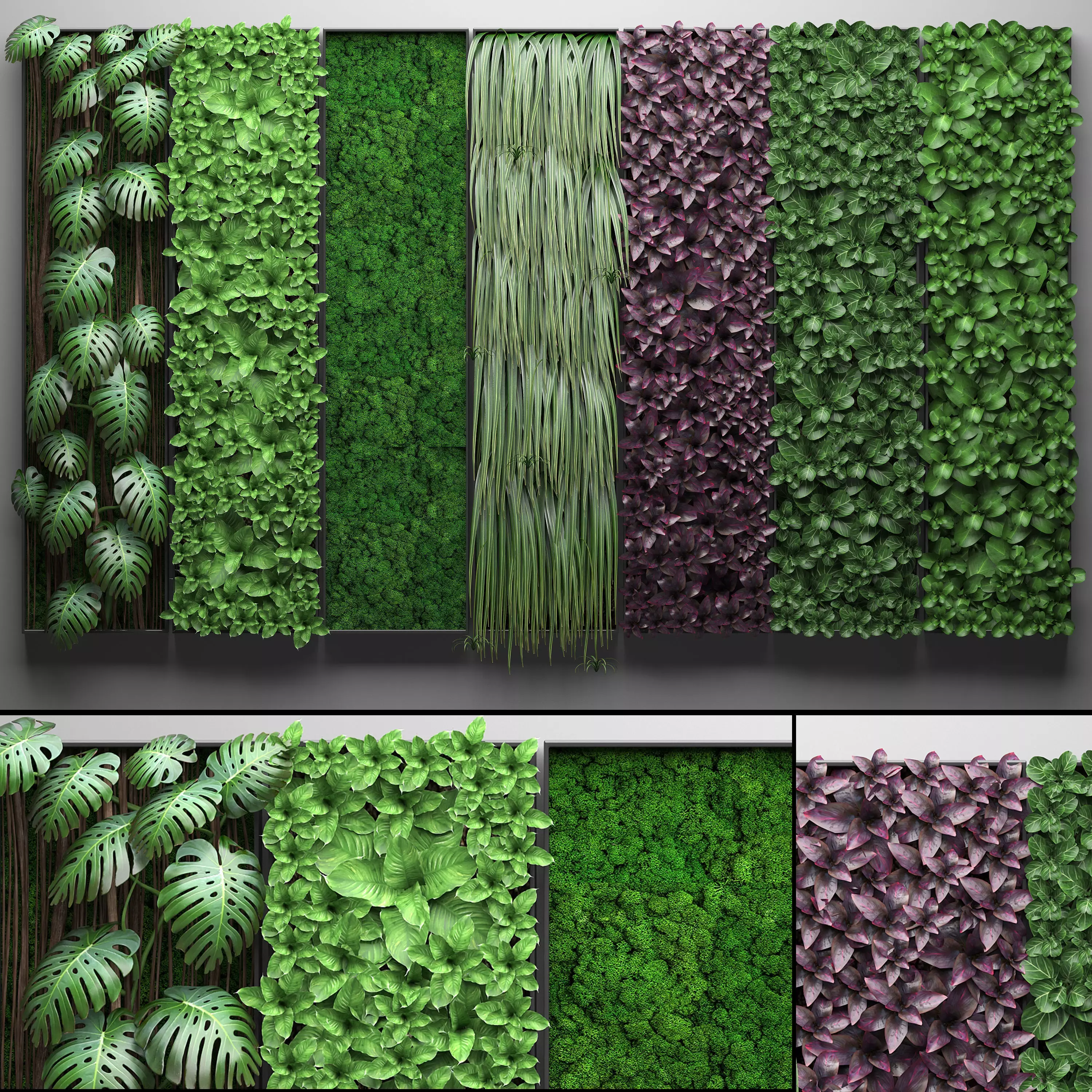 Vertical gardening collection 3D model_0