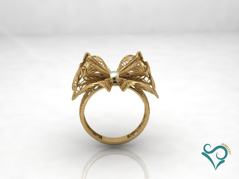 Gold Ring wedding flower ring printable jewel 3D print model_4