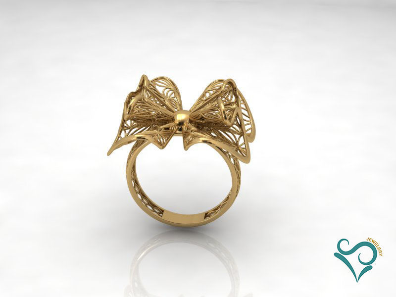 Gold Ring wedding flower ring printable jewel 3D print model_2