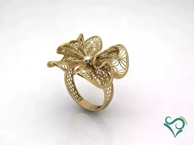 Gold Ring wedding flower ring printable jewel 3D print model