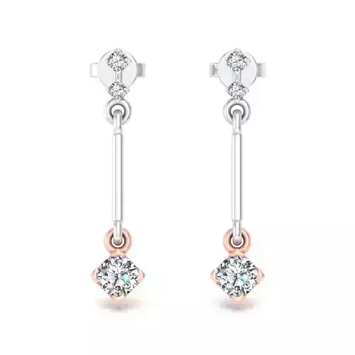 Square Drop Earrings With Diamonds