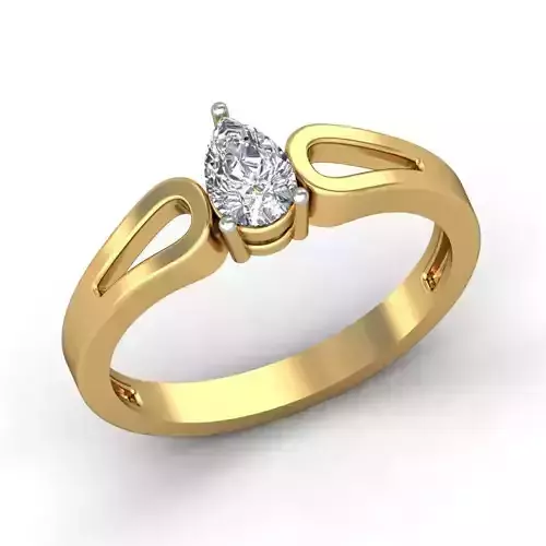 Drop Shaped Loop Ring With Diamonds