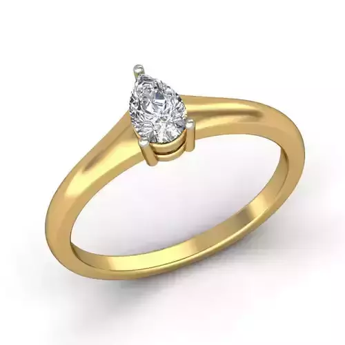 Drop Shaped Gold Ring With Diamonds 14