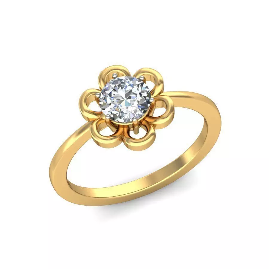 Flower Shaped Gold Ring With Diamonds 95 3D print model_0