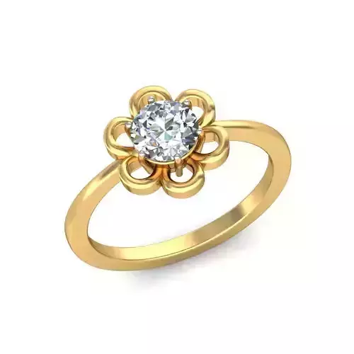 Flower Shaped Gold Ring With Diamonds 95 3D print model