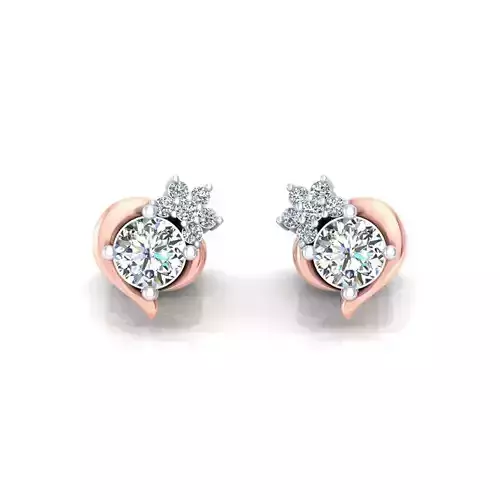 Rose Gold Ear Studs With Diamonds