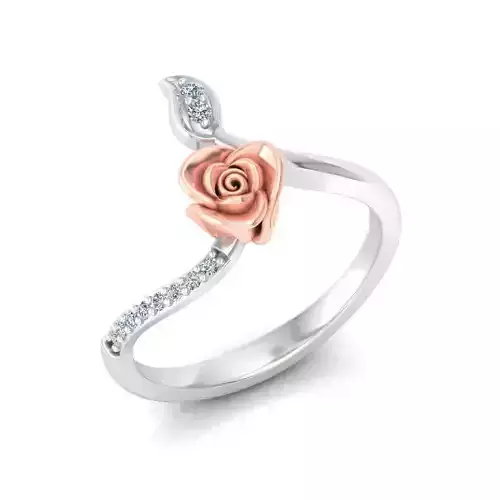 Floral Spiral Ring With Diamonds
