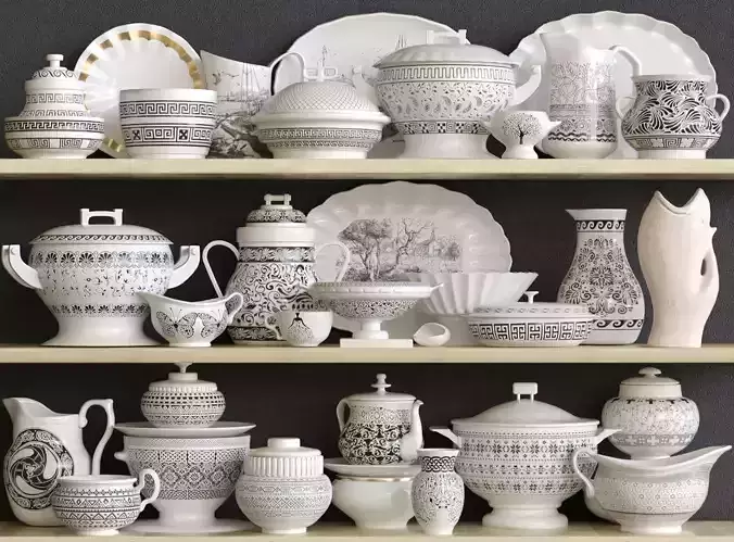 Kitchen set of dishes