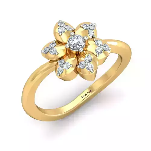 Flower Shaped Gold Ring With Diamonds 97