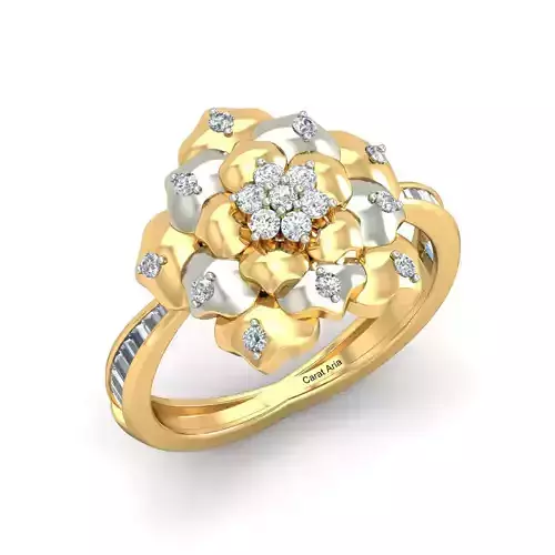Flower Shaped Gold Ring With Diamonds 98